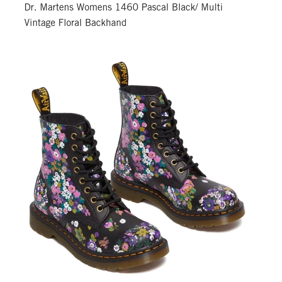Dr Martens 1460 Pascal Black/multi vintage floral backhand boots - Picture 1 of 11